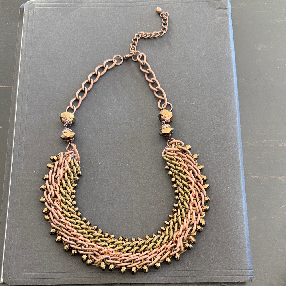 Elegant Gold and Bronze Chain Statement Necklace (Bundle jewelry & offer!)